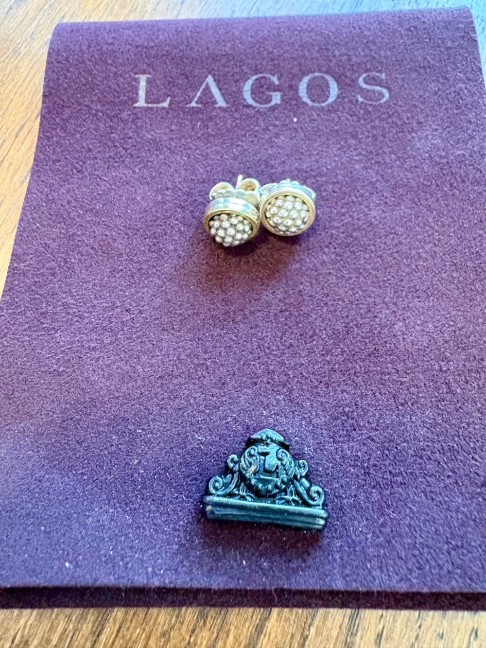 Lagos Signature Caviar Two-Tone Stud Earrings